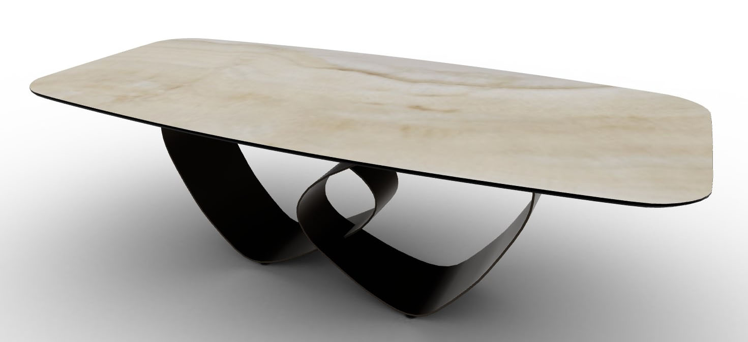 Breeze W98.4-inch Ceramic/Metal Customizable Elliptical Dining Table