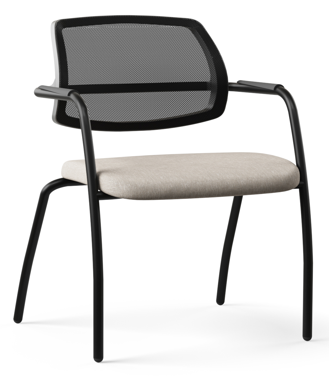 Gama Set of Visitor Armchairs, Upholstered Seat & Mesh Back, 4-leg Frame