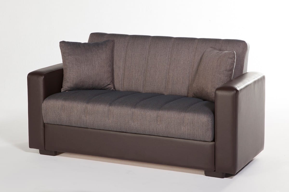Sidney Fabric/PU Storage Sleeper Loveseat