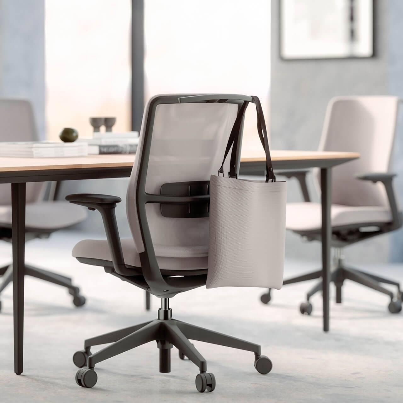 A+S Work Office Chair w/Fabric Backrest