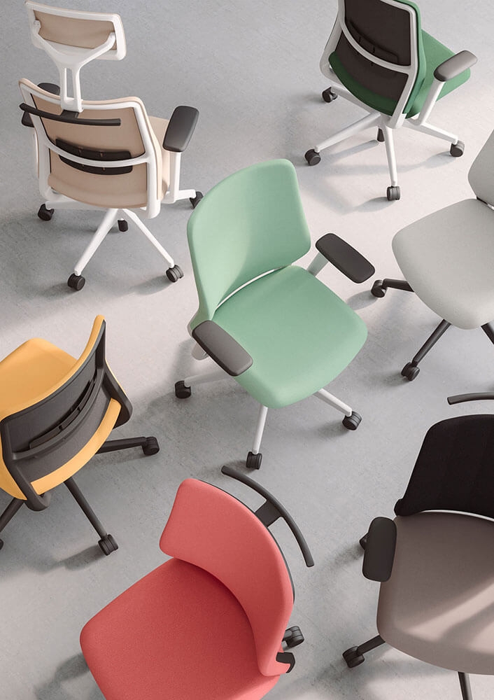 A+S Work Office Chair w/Fabric Backrest
