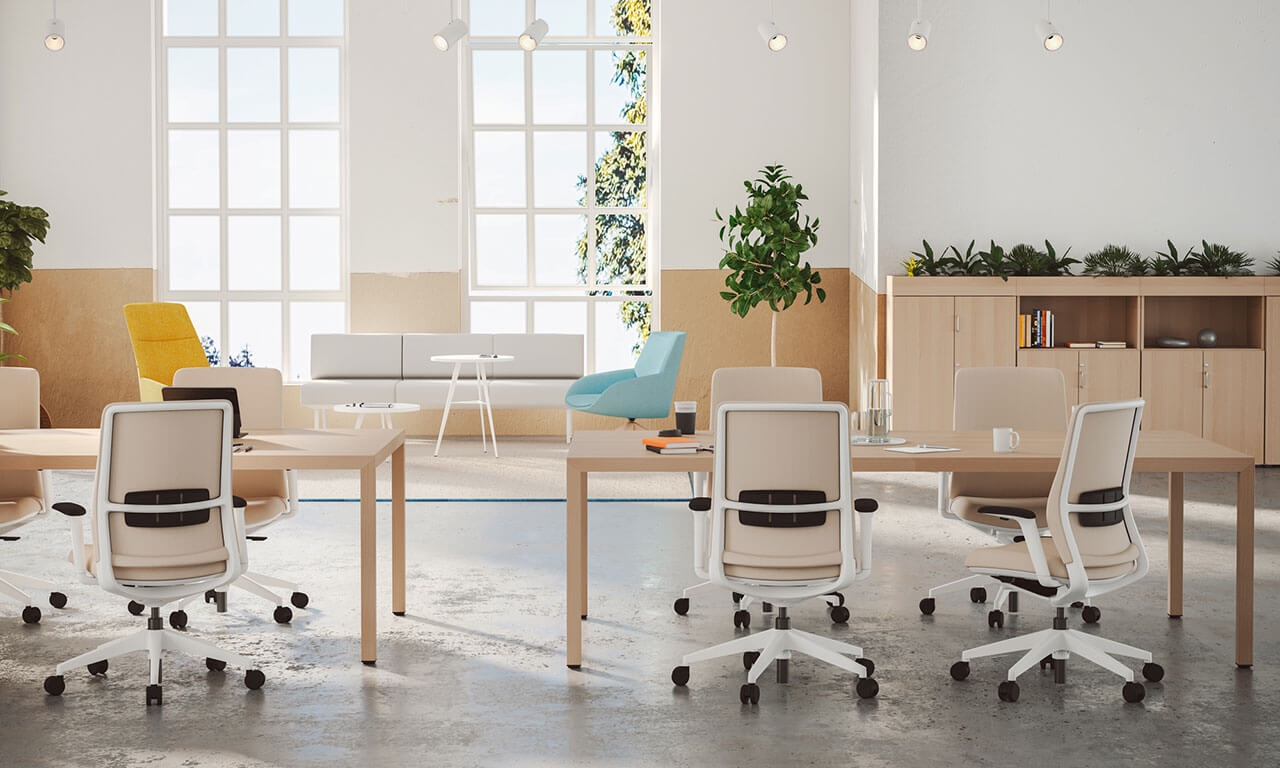 A+S Work Office Chair w/Fabric Backrest