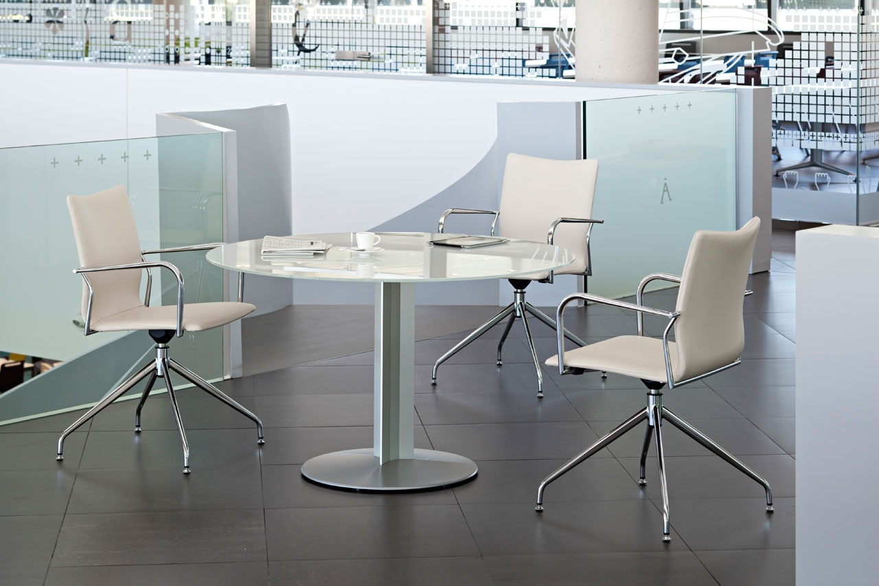 Ikara Fabric Swivel Office Armchair w/Metal Base