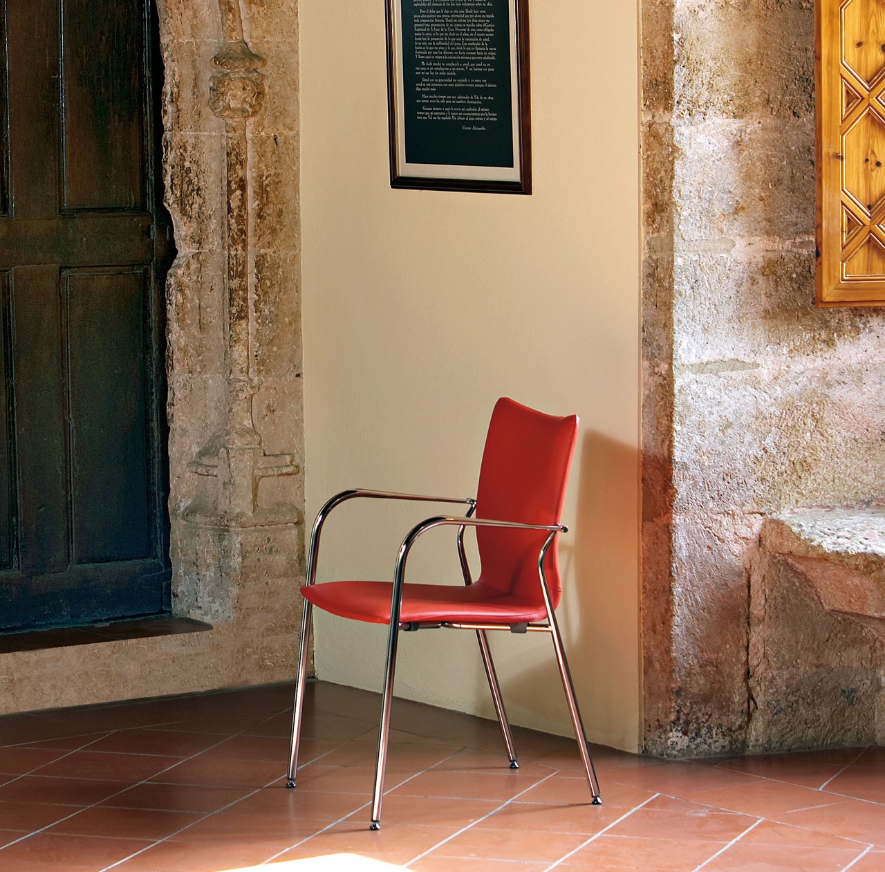 Ikara Fabric Stackable Office Armchair w/Metal Base