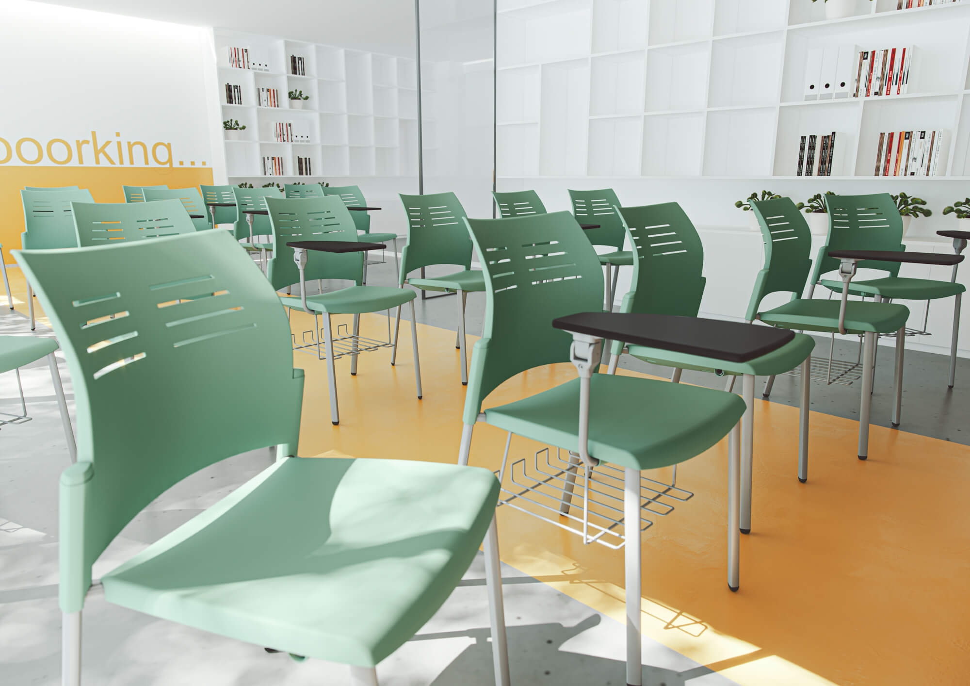 Spacio Polypropylene Stackable Office Chair w/4 Steel Legs