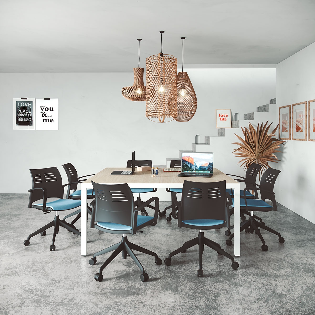 Spacio Polypropylene Gaslift Office Armchair w/5 Spoke Base & Pad Seat