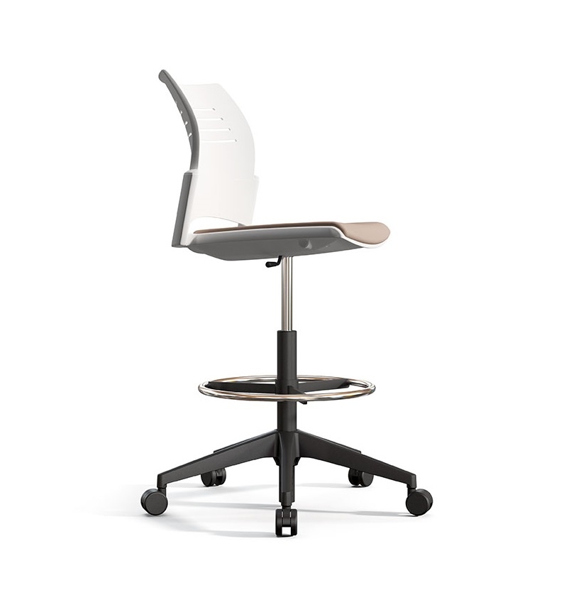 Spacio Polypropylene Gaslift Swivel Office Draughtman Chair w/Pad Seat