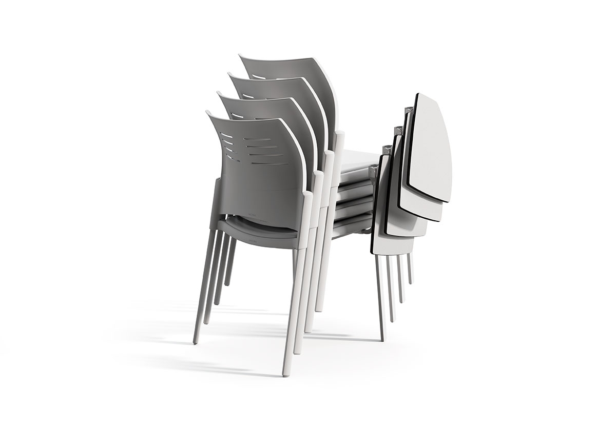 Spacio Polypropylene Stackable Office Chair w/4 Steel Legs