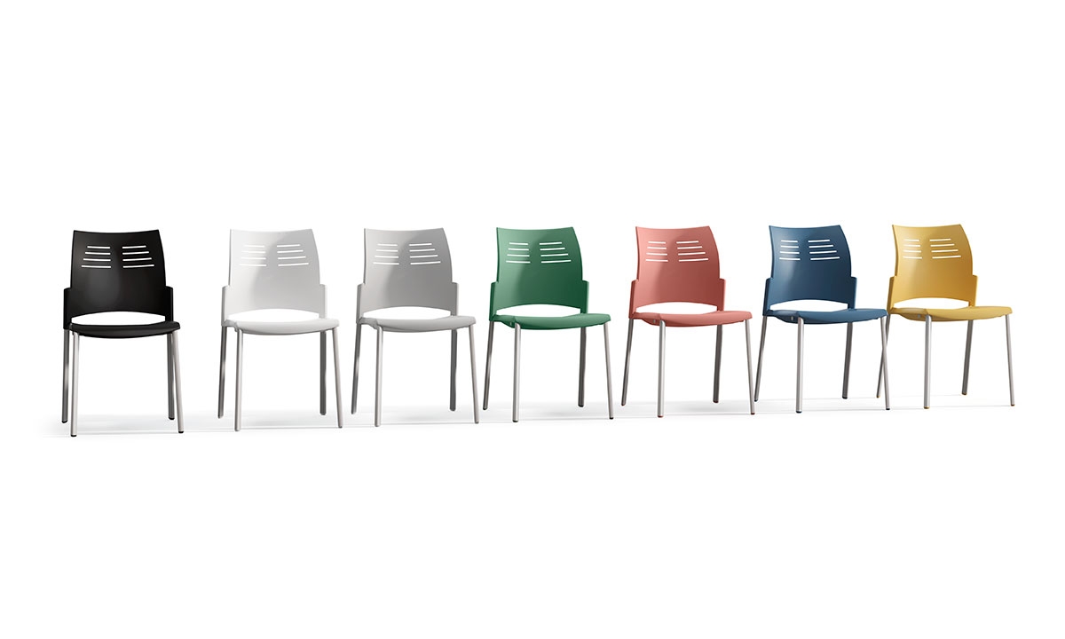 Spacio Polypropylene Stackable Office Chair w/4 Steel Legs