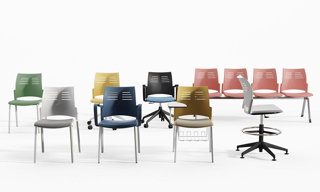 Spacio Polypropylene Stackable Office Armchair w/4 Steel Legs & Pad Seat