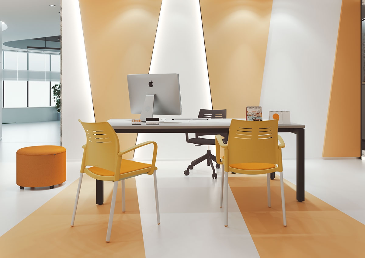 Spacio Polypropylene Stackable Office Armchair w/4 Steel Legs & Pad Seat