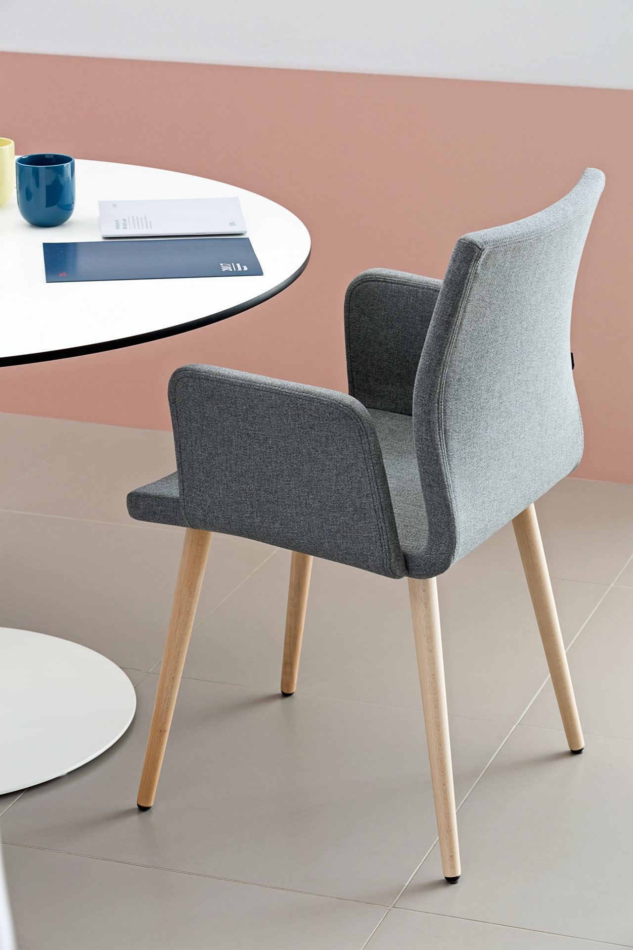 Uma Fabric Office Armchair w/Wooden Legs