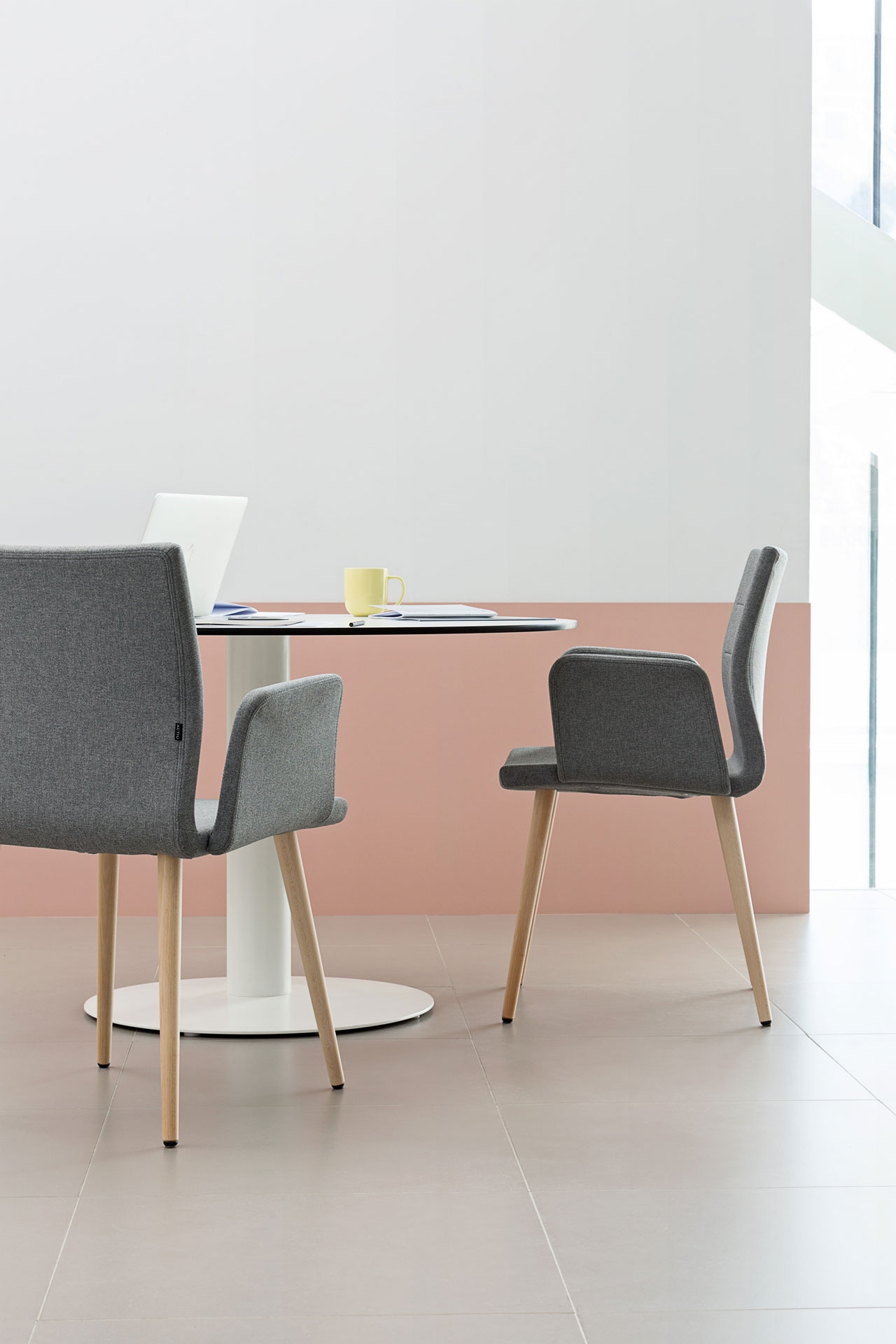 Uma Fabric Office Armchair w/Wooden Legs