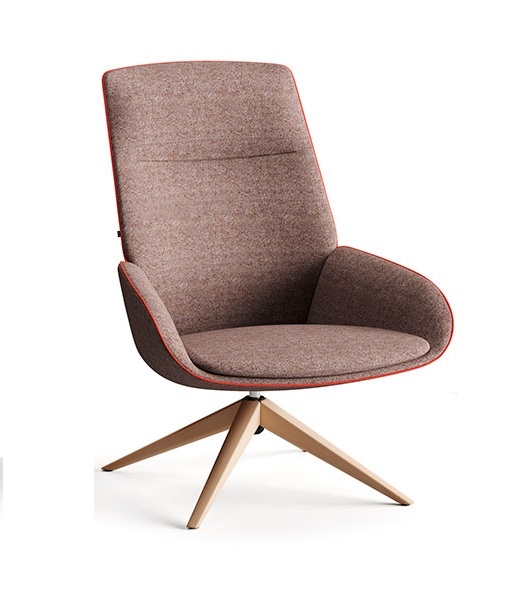 Noom 20 High Backrest Armchair with Pyramid Wooden Legs