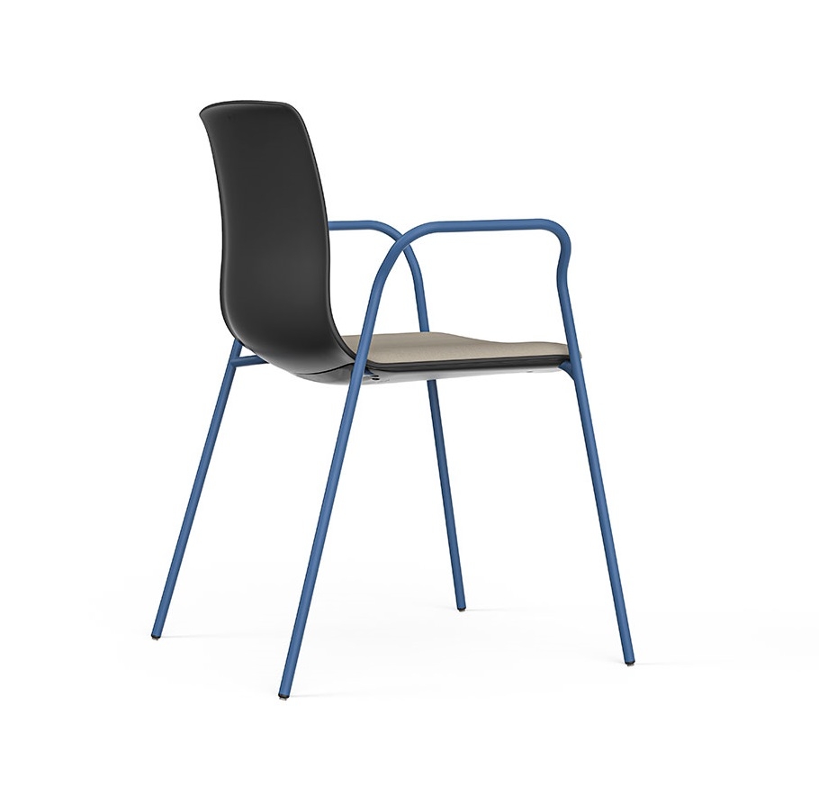 Noom 50 Polypropylene Stackable Chair w/Metal Legs & Closed Arms
