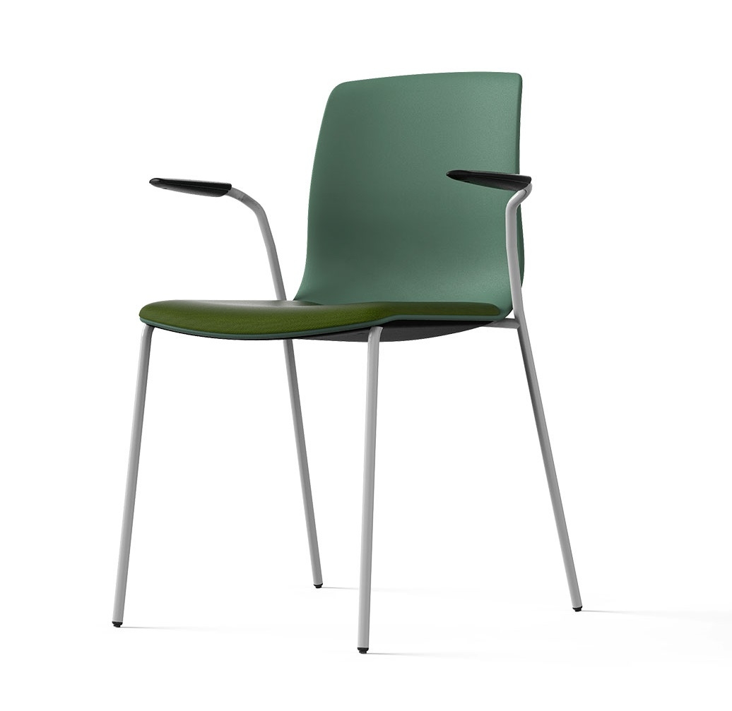 Noom 50 Polypropylene Stackable Chair w/Metal Legs & Simple Arm