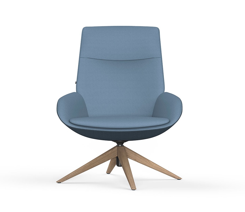 Noom High Backrest armchair with Wooden Legs