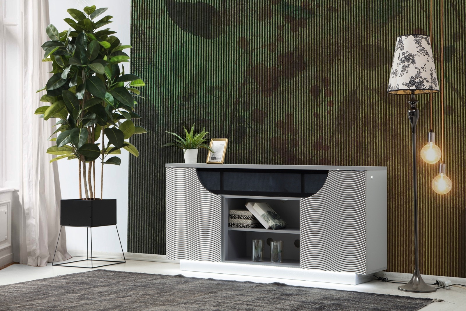SM Ethan TV Stand w/2 Doors & Open Shelf