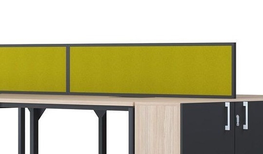 Nova Fabric 55.1" Desk Screen w/Metal Frame for Single Desk (w/Metal Fittings)