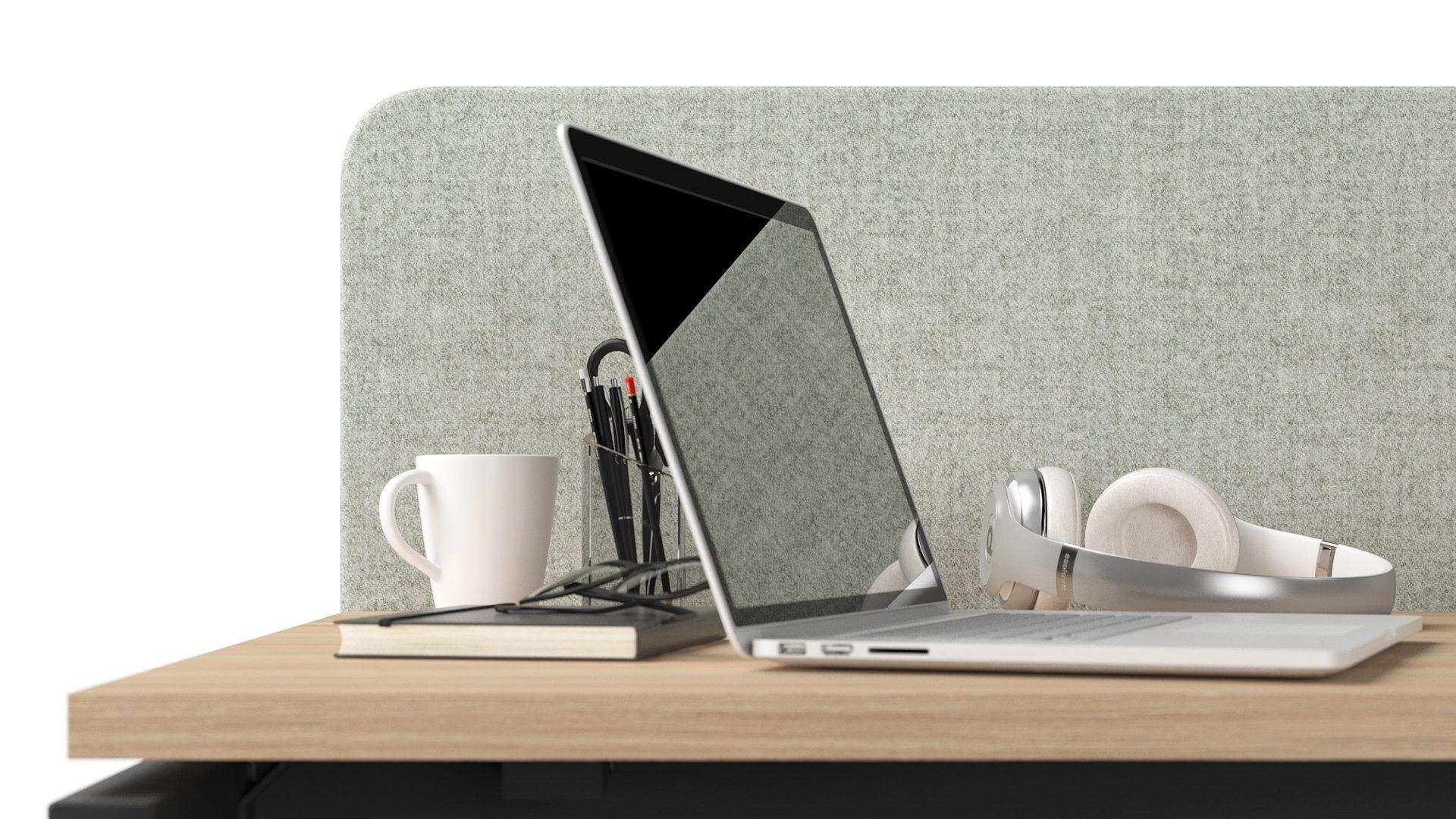 Nova 70.8" Fabric Desk Screen for 4-Desk Bench (w/Metal Fittings)