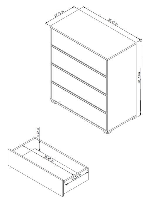 Shaker 35" 4-Drawer Chest