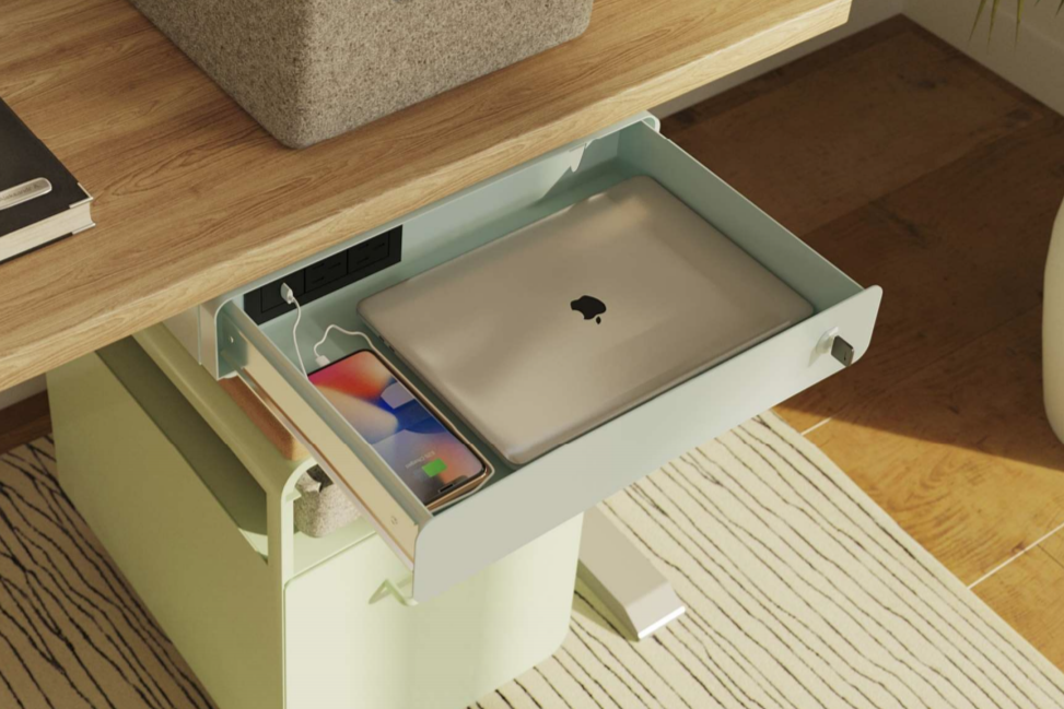 Slyde Drawer 2.0 Under Desk Mounted Storage Unit w/Power & Key Lock