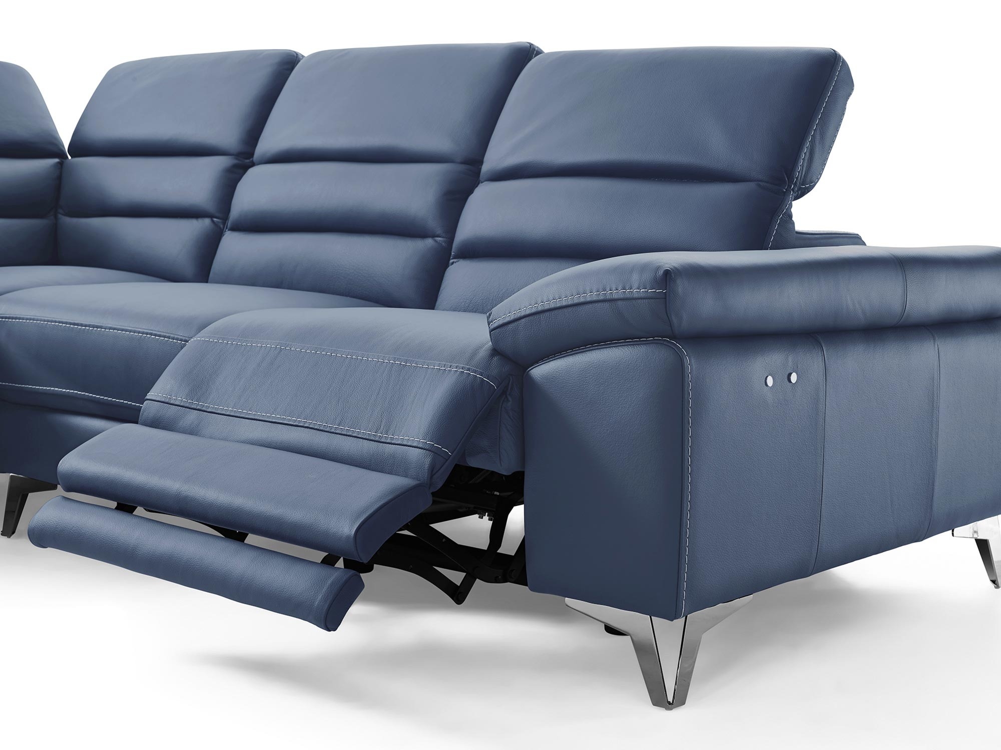 Johnson Top Grain Italian Leather Sectional w/Electric Recliner, Left Arm Chaise