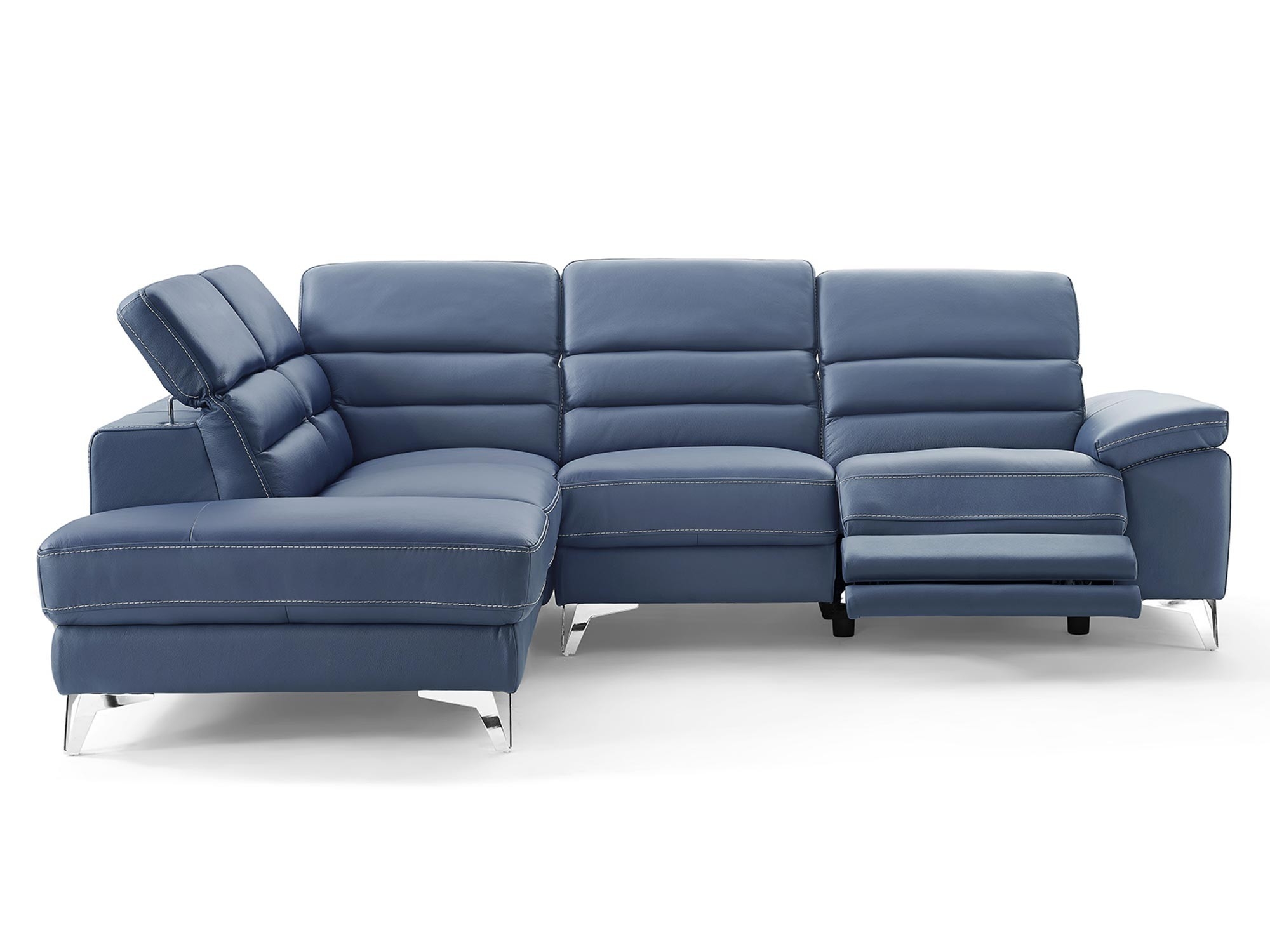 Johnson Top Grain Italian Leather Sectional w/Electric Recliner, Left Arm Chaise