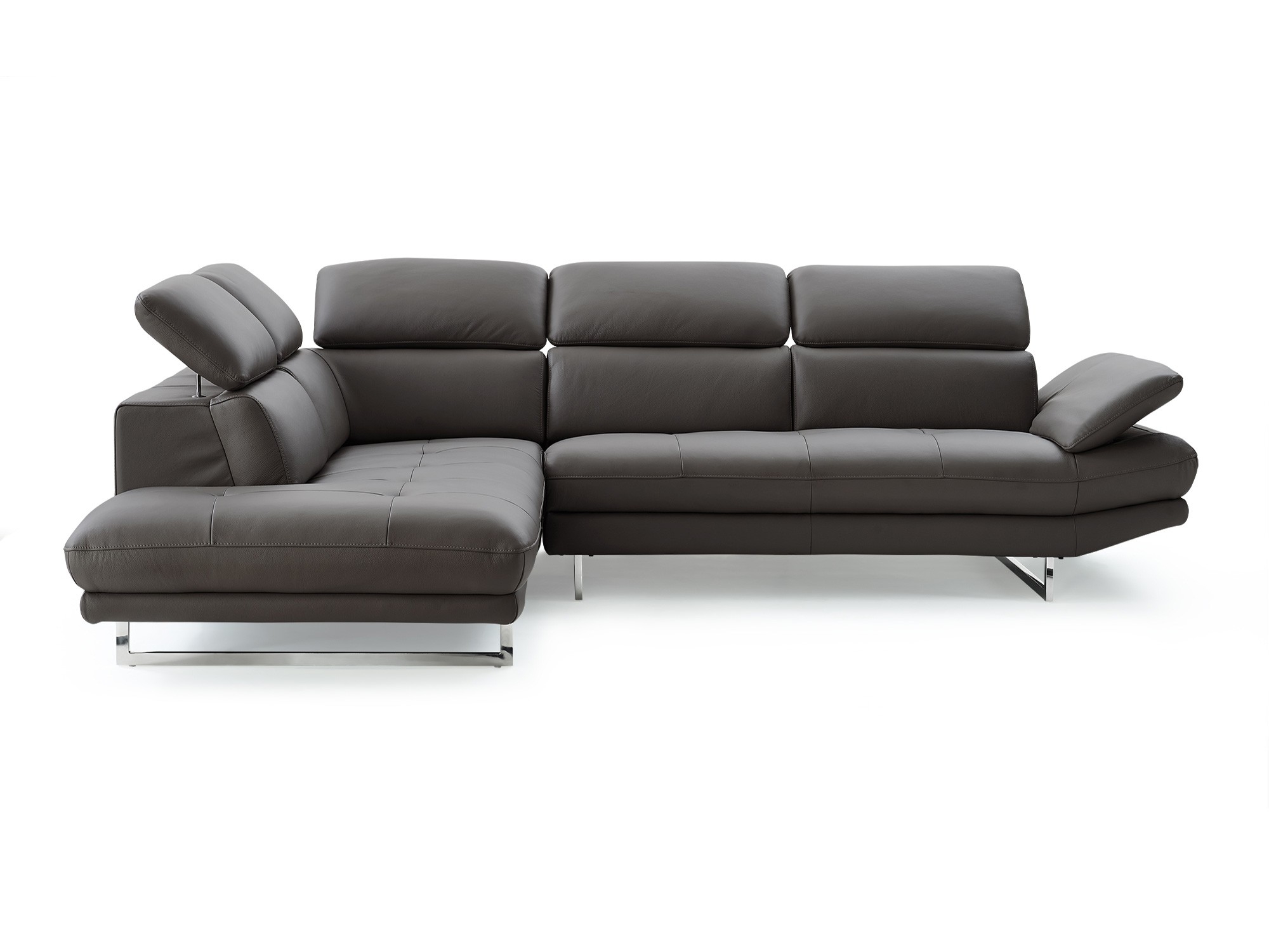 Dark Gray Leather Sectional and Chaise