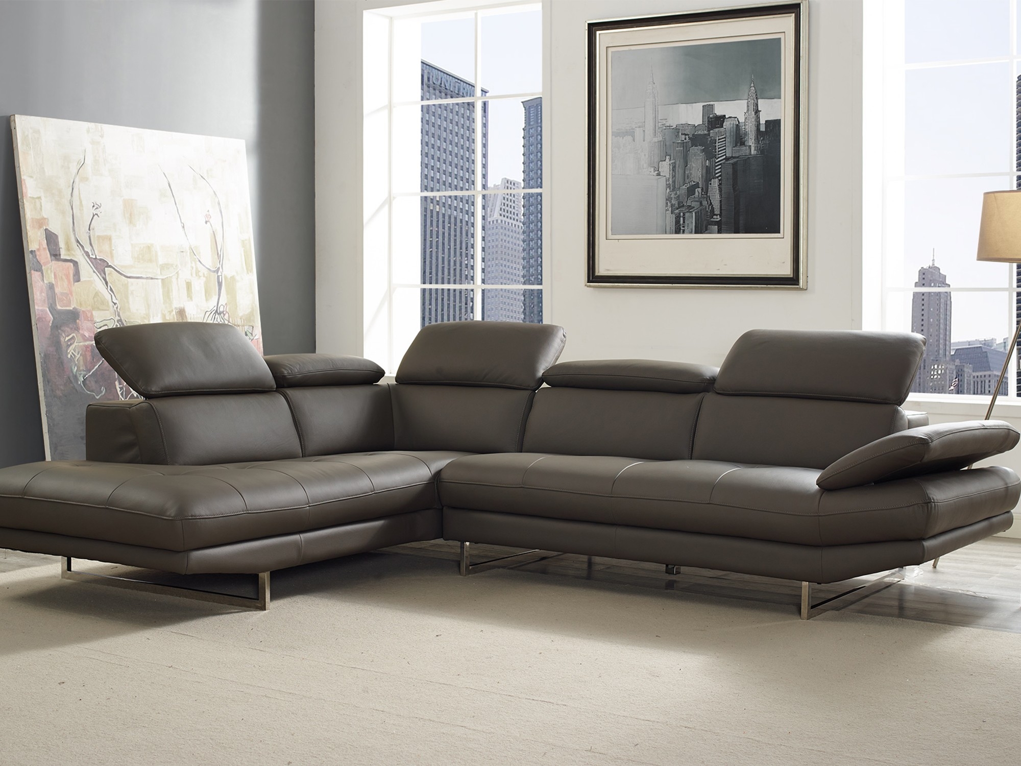 Whiteline Modern Living Pandora Sectional, Dark Gray