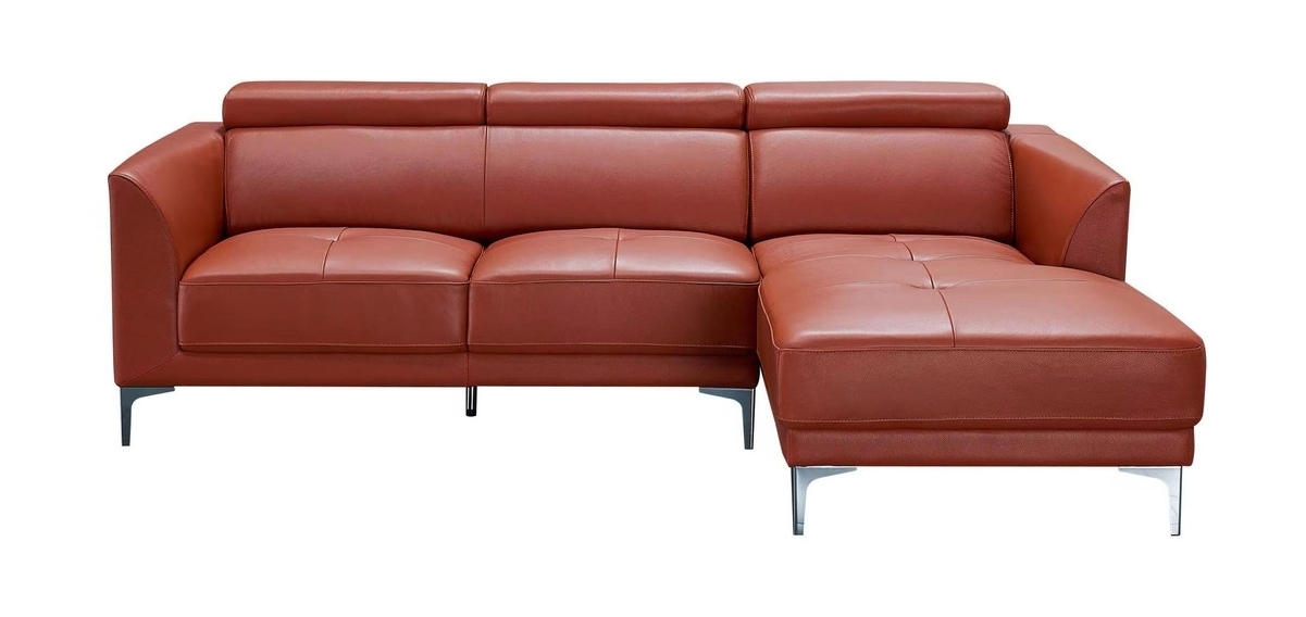 Slate Leather Sectional w/Motion Headrests, Right Arm Chaise Facing