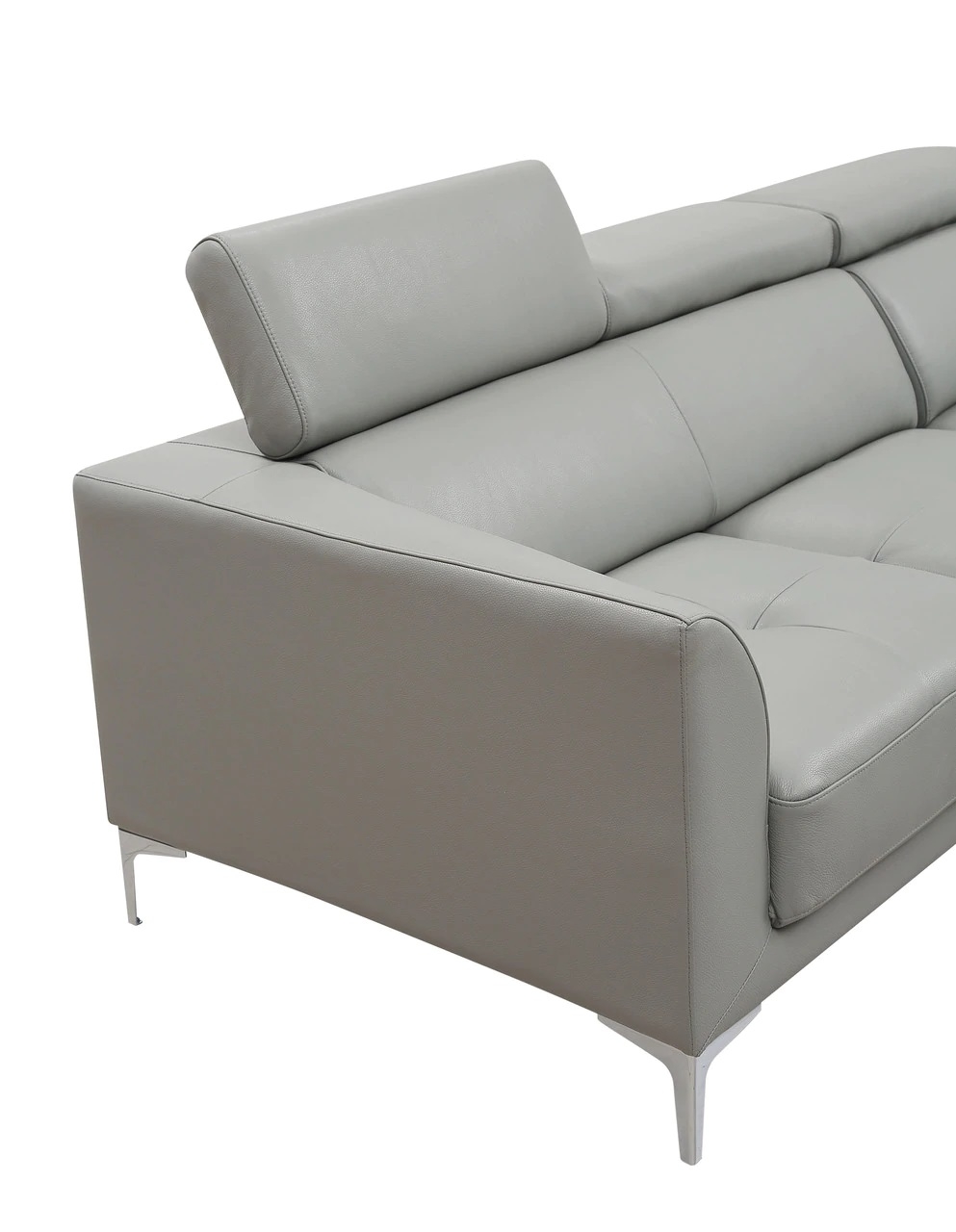 Slate Light Gray Thick Leather Sectional