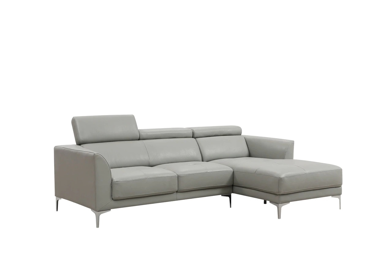  Beverly Hills Grey Leather Sectional Sofa