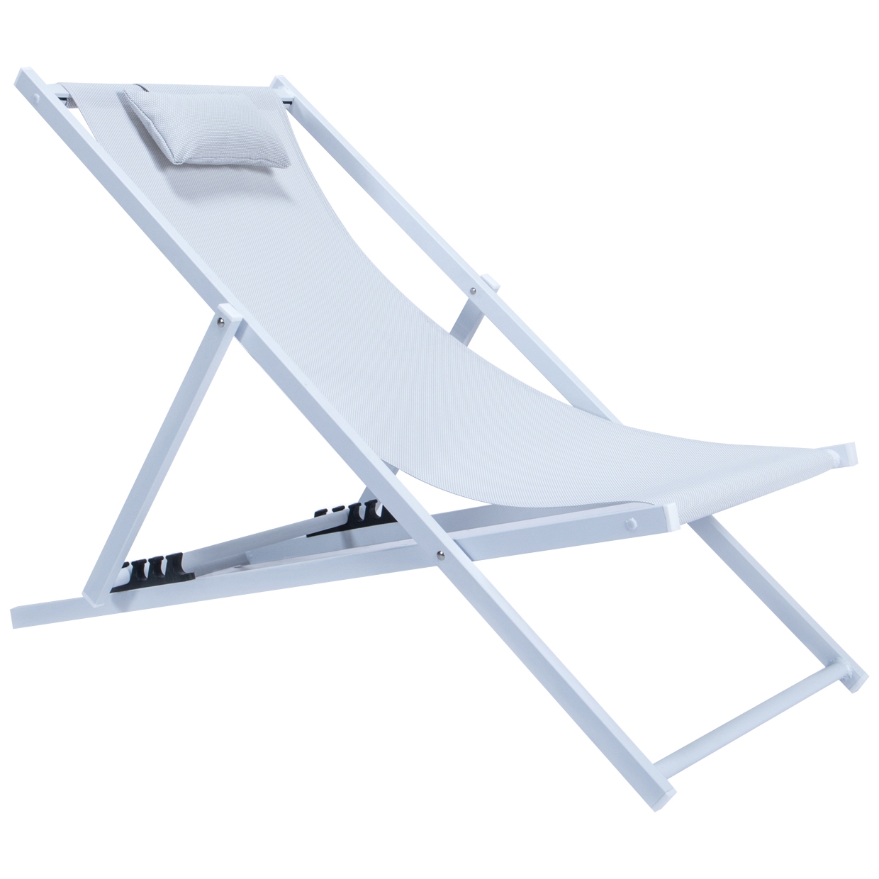Sunset Aluminum Outdoor Lounge Sling Chair with Headrest