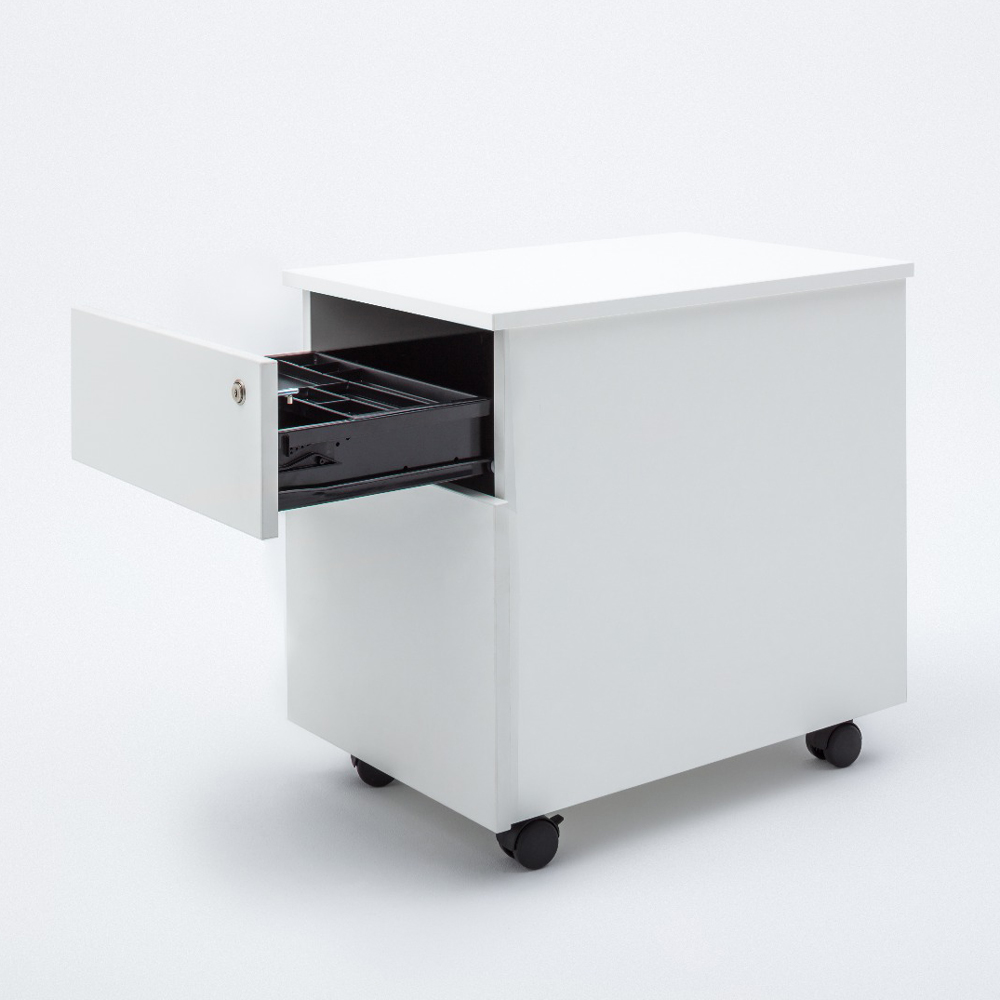 Color Office Lockable Mobile Pedestal w/1 Drawer, 1 File Drawer & Pencil Tray