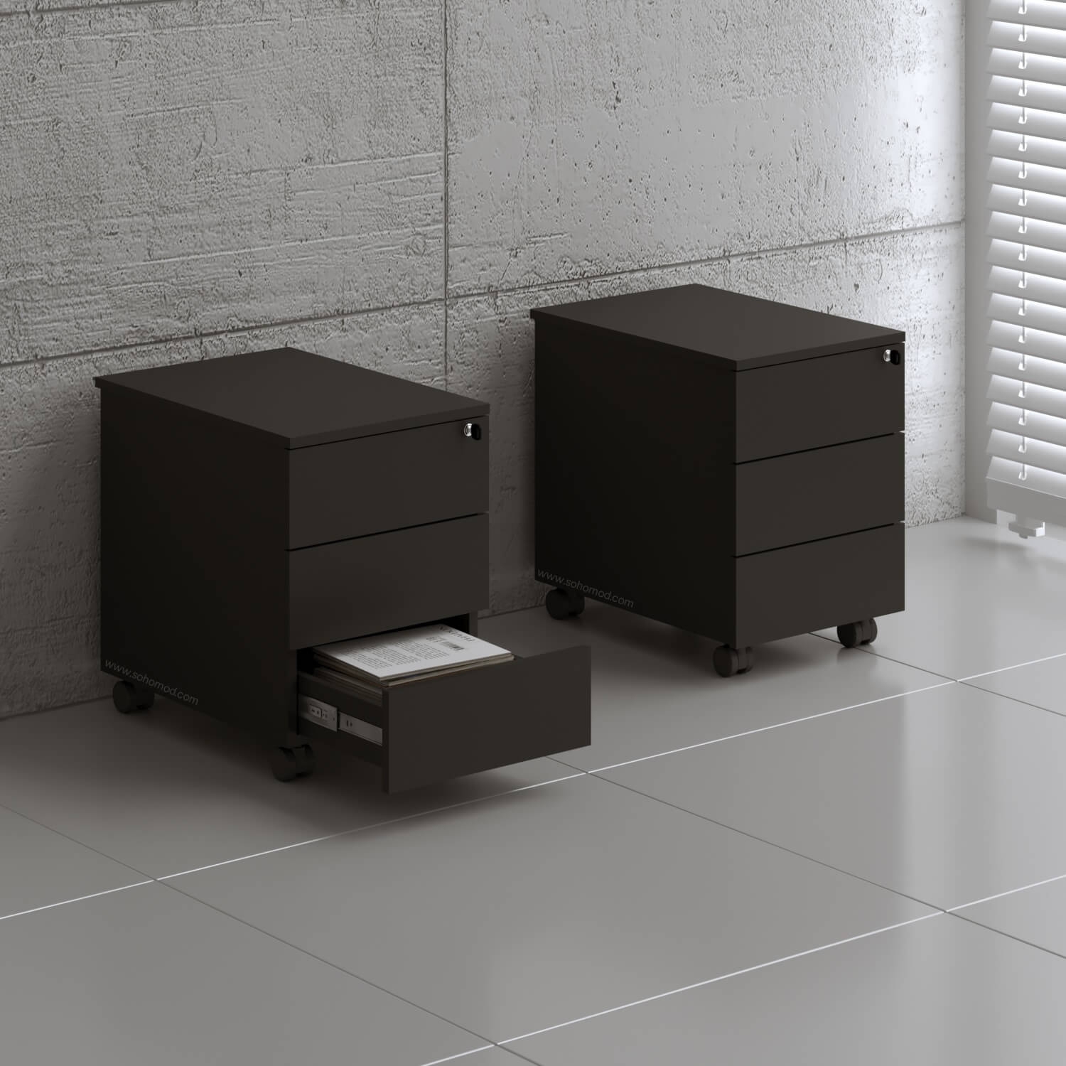 Standard Office Lockable Mobile Pedestal w/Drawers & Pencil Tray