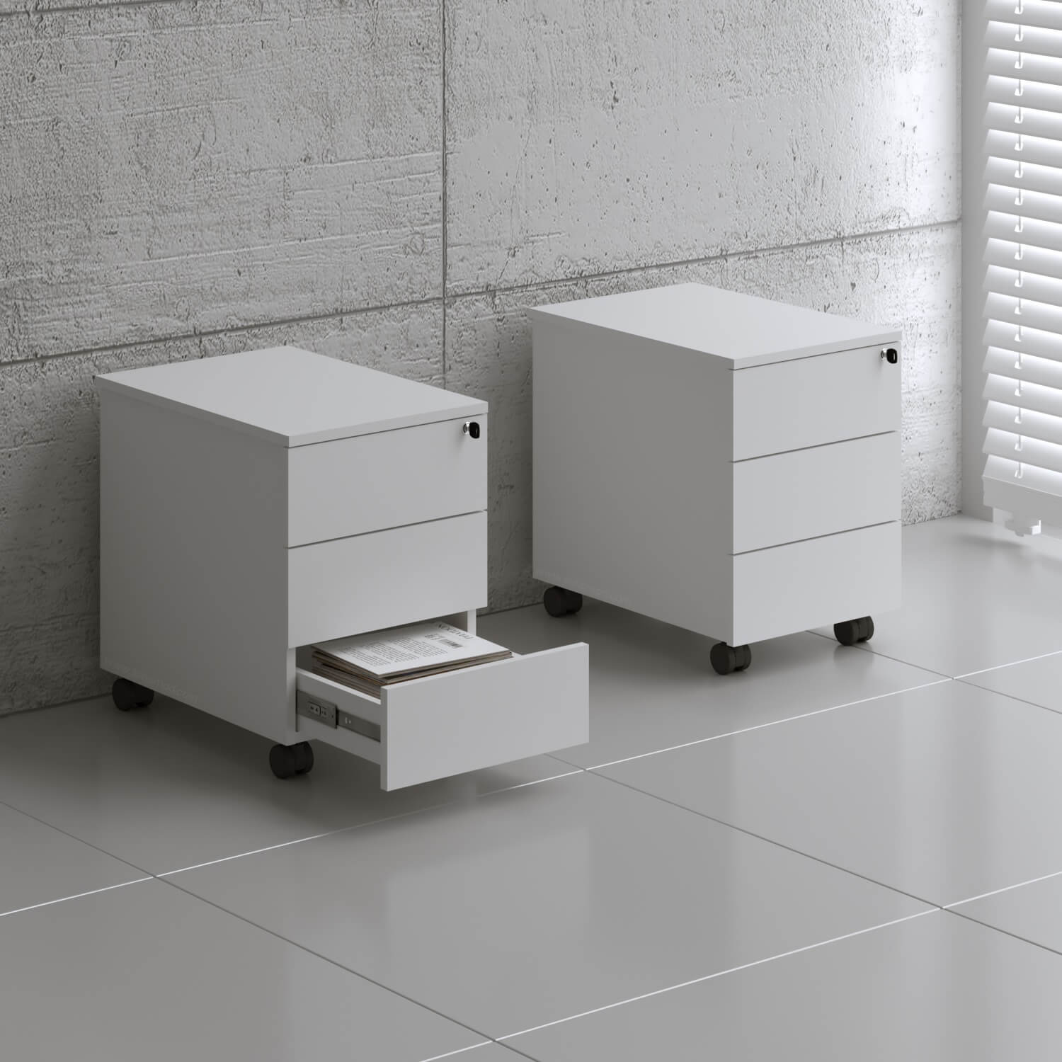 Standard Office Lockable Mobile Pedestal w/Drawers & Pencil Tray