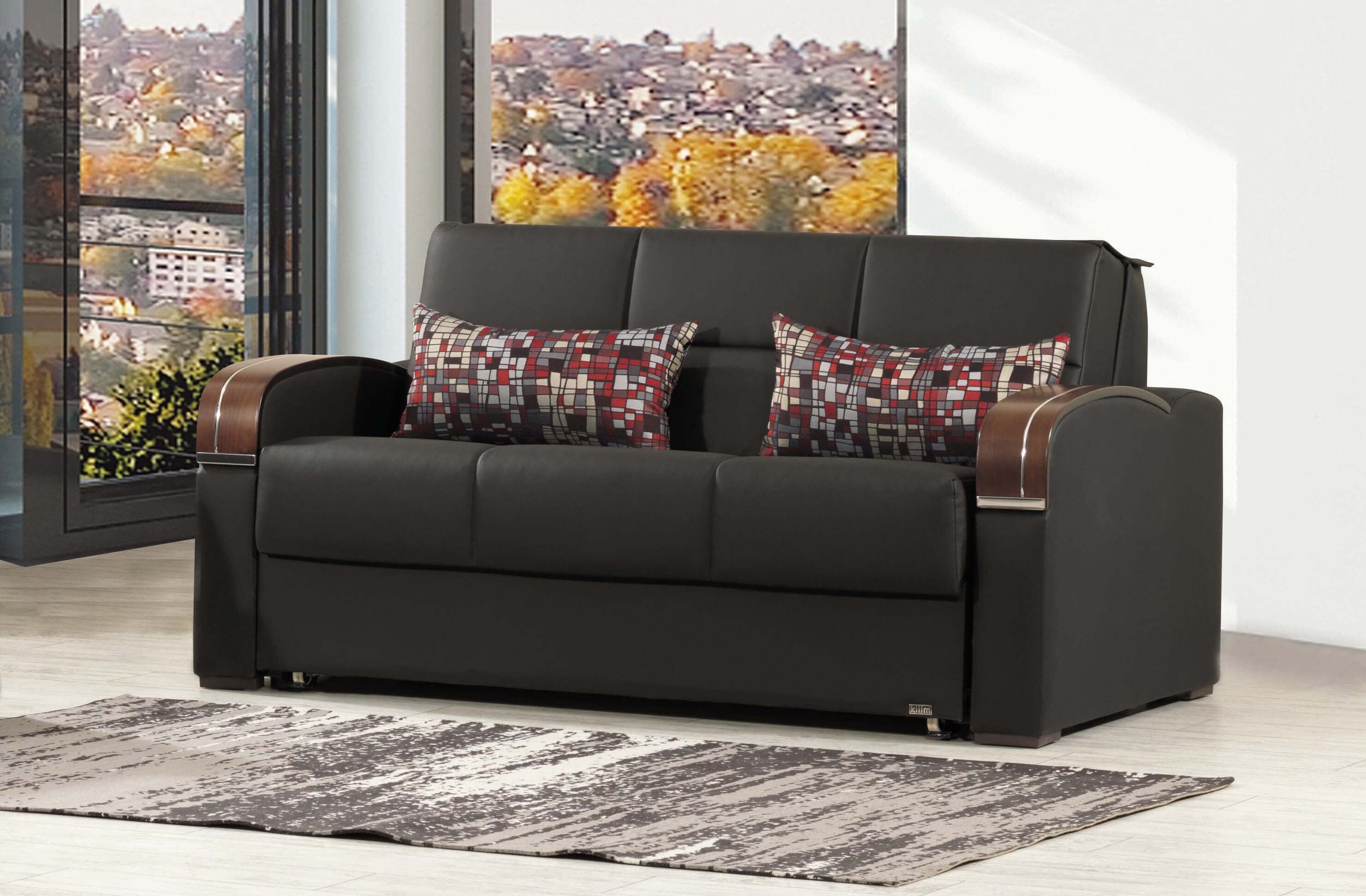 Sleep Plus PU Convertible Loveseat