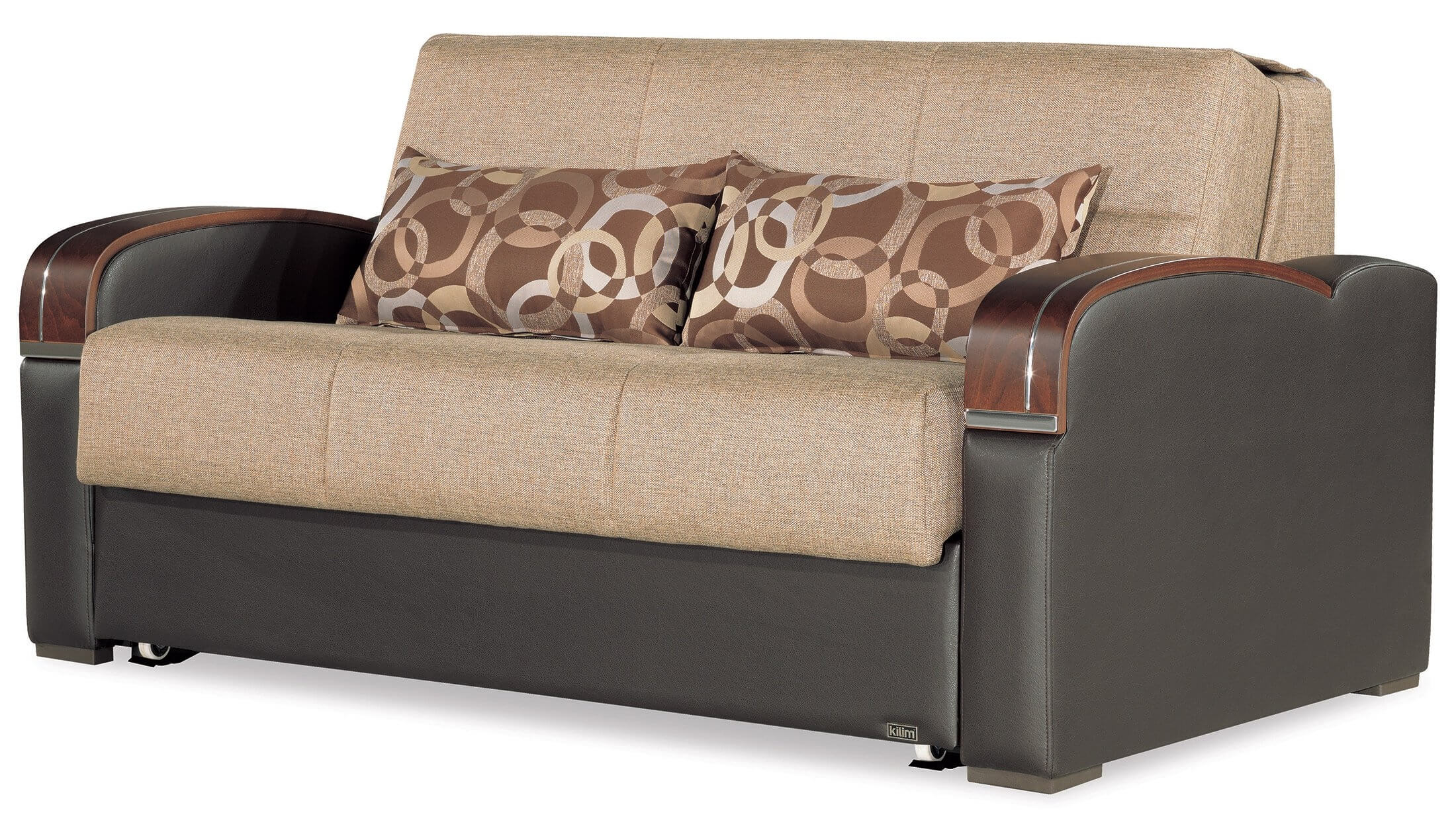 Sleep Plus Fabric/PU Convertible Loveseat
