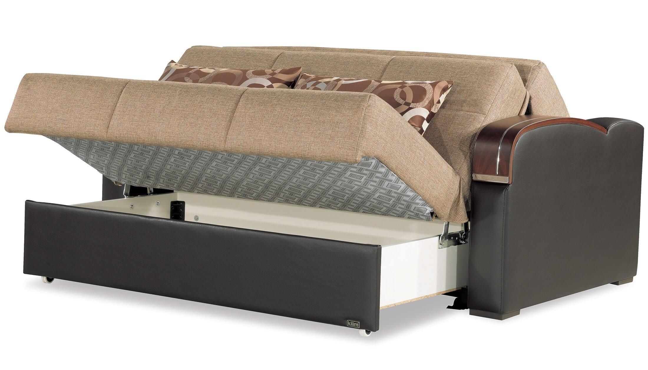Sleep Plus Fabric/PU Convertible Loveseat