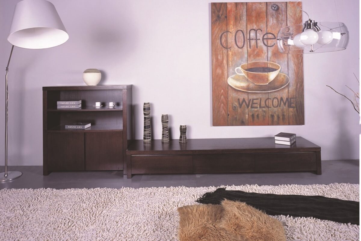 Slender 86" Oak Veneer TV Stand