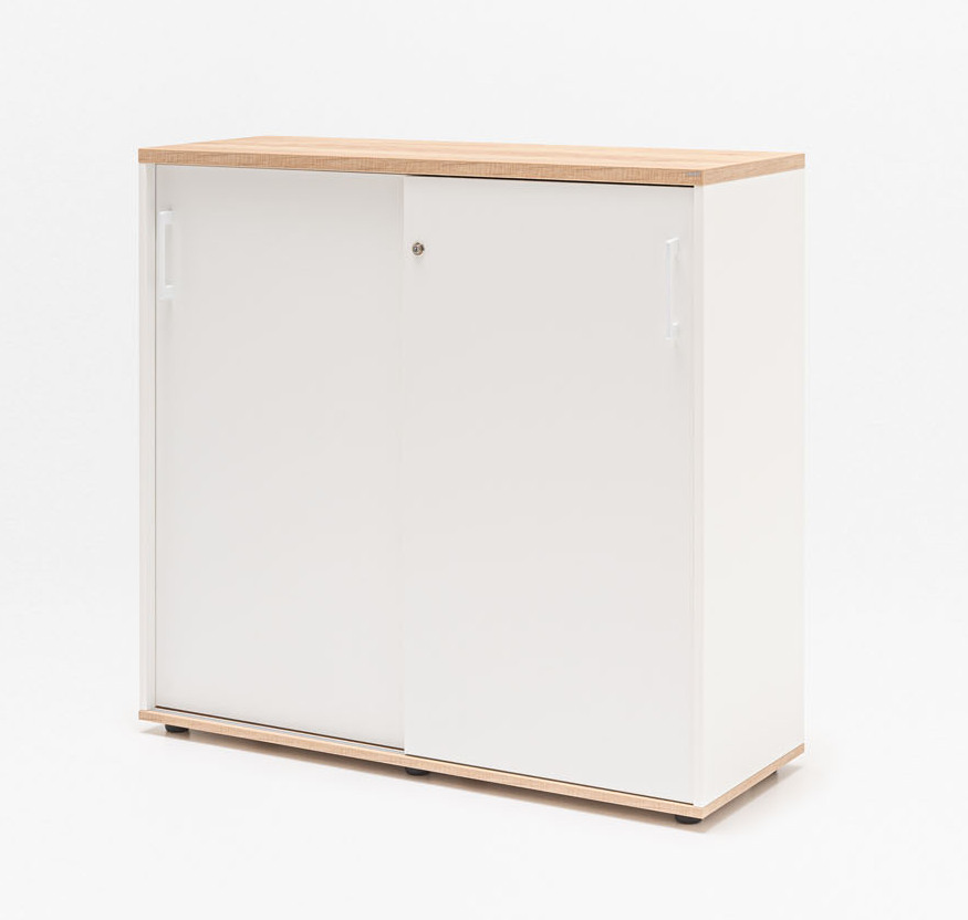 Standard Office W39.4" Cabinet w/3 Shelves & Sliding Lockable Doors