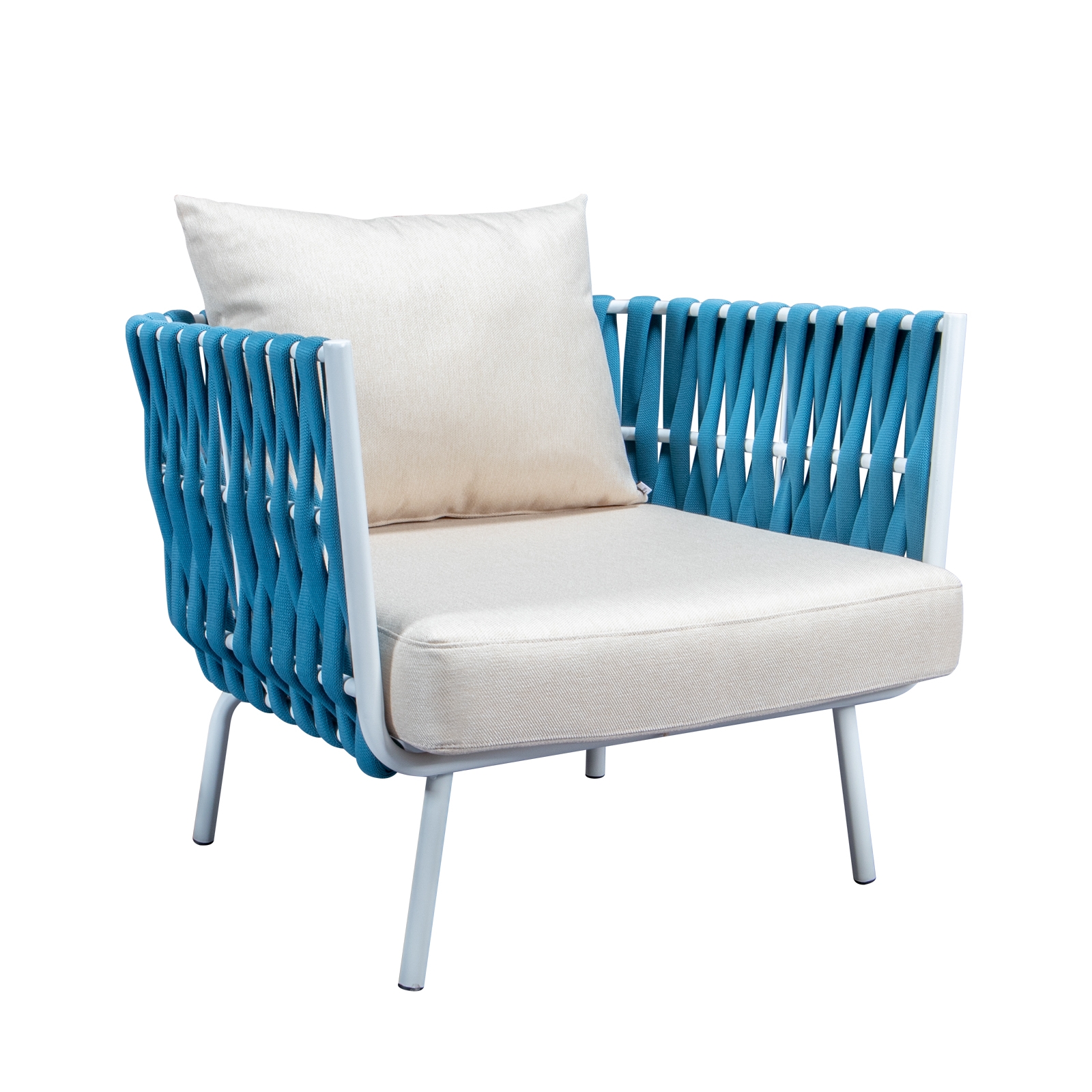 Spencer 4 Piece Outdoor Rope/Marble Conversation Set