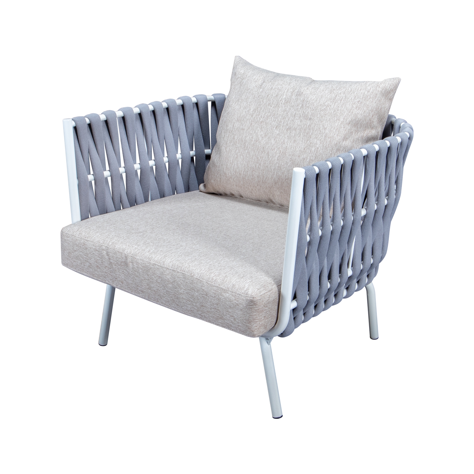 Spencer 4 Piece Outdoor Rope/Marble Conversation Set