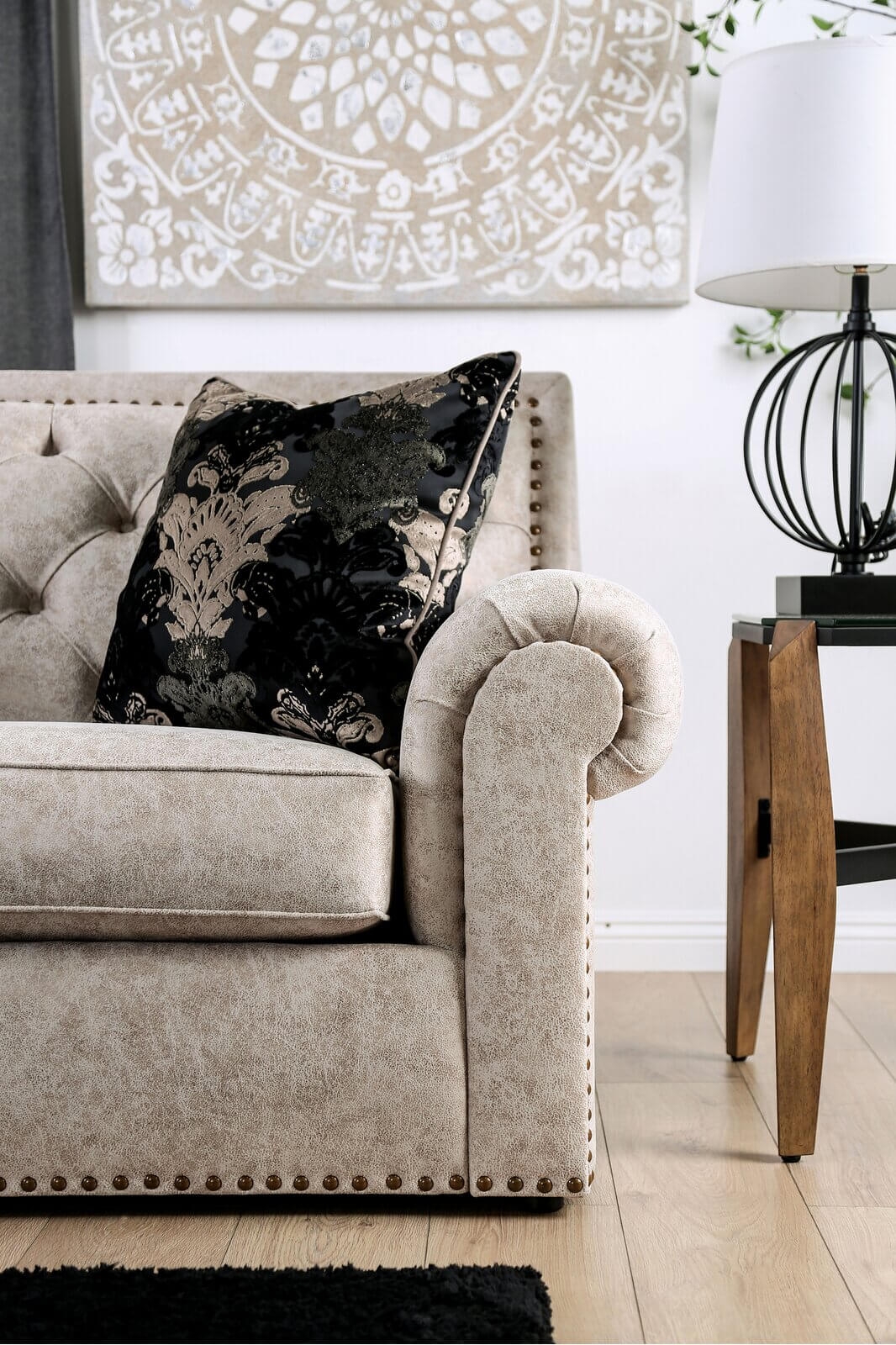 Parshall Fabric Button Tufted Sofa