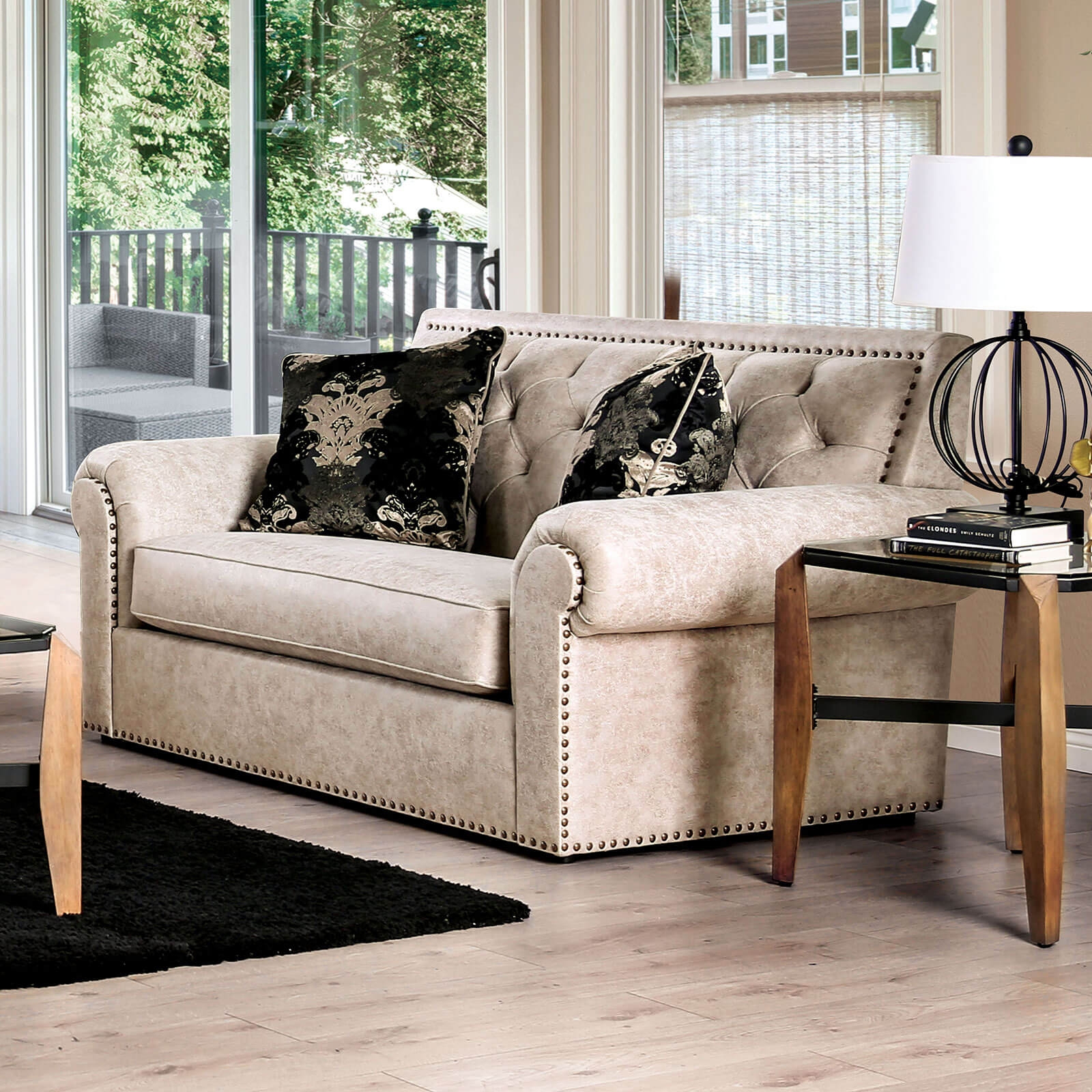 Parshall Fabric Button Tufted Loveseat