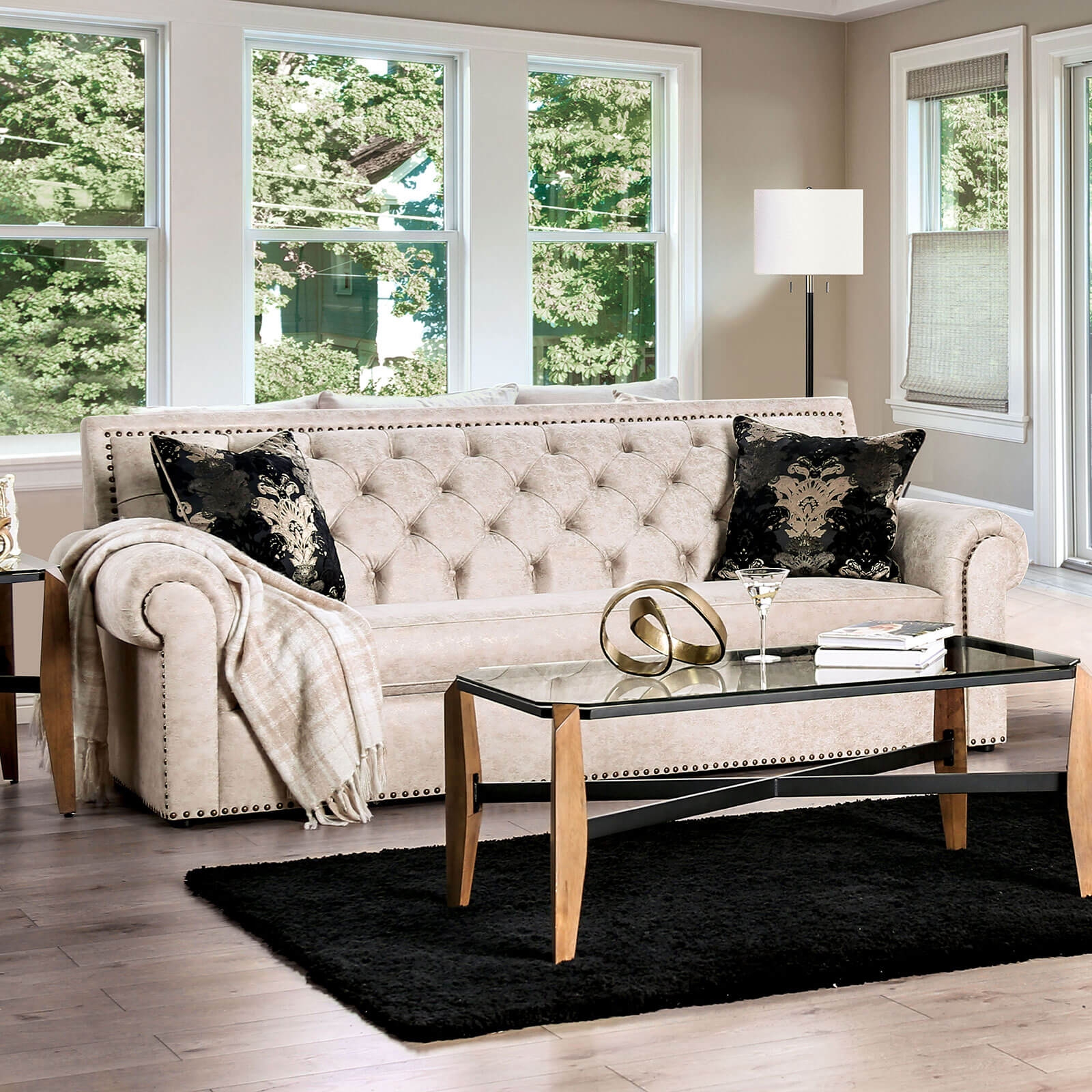 Parshall Fabric Button Tufted Sofa