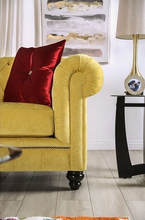 Eliza Microfiber Fabric Button Tufted Loveseat