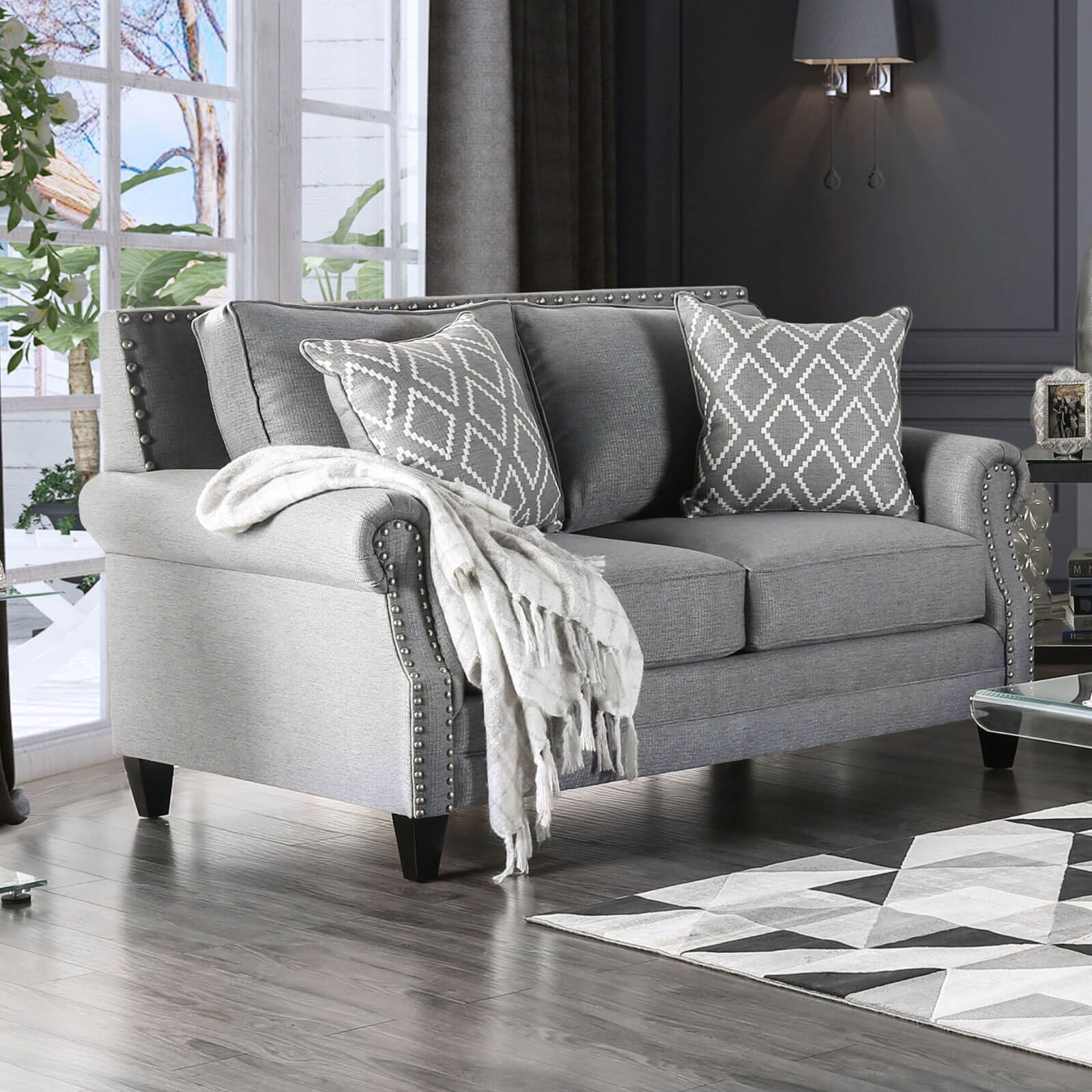 Giovanni Linen Fabric Loveseat