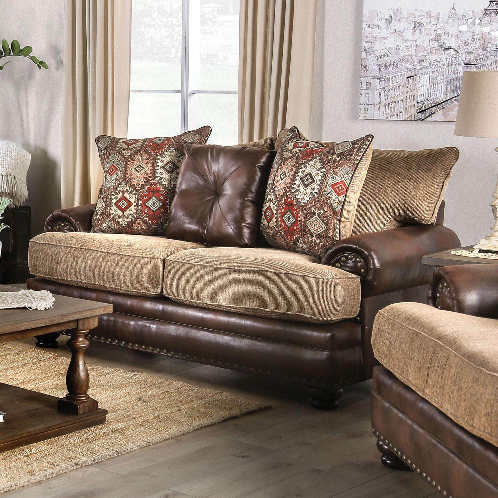 Fletcher Fabric/Leatherette Living Room Set